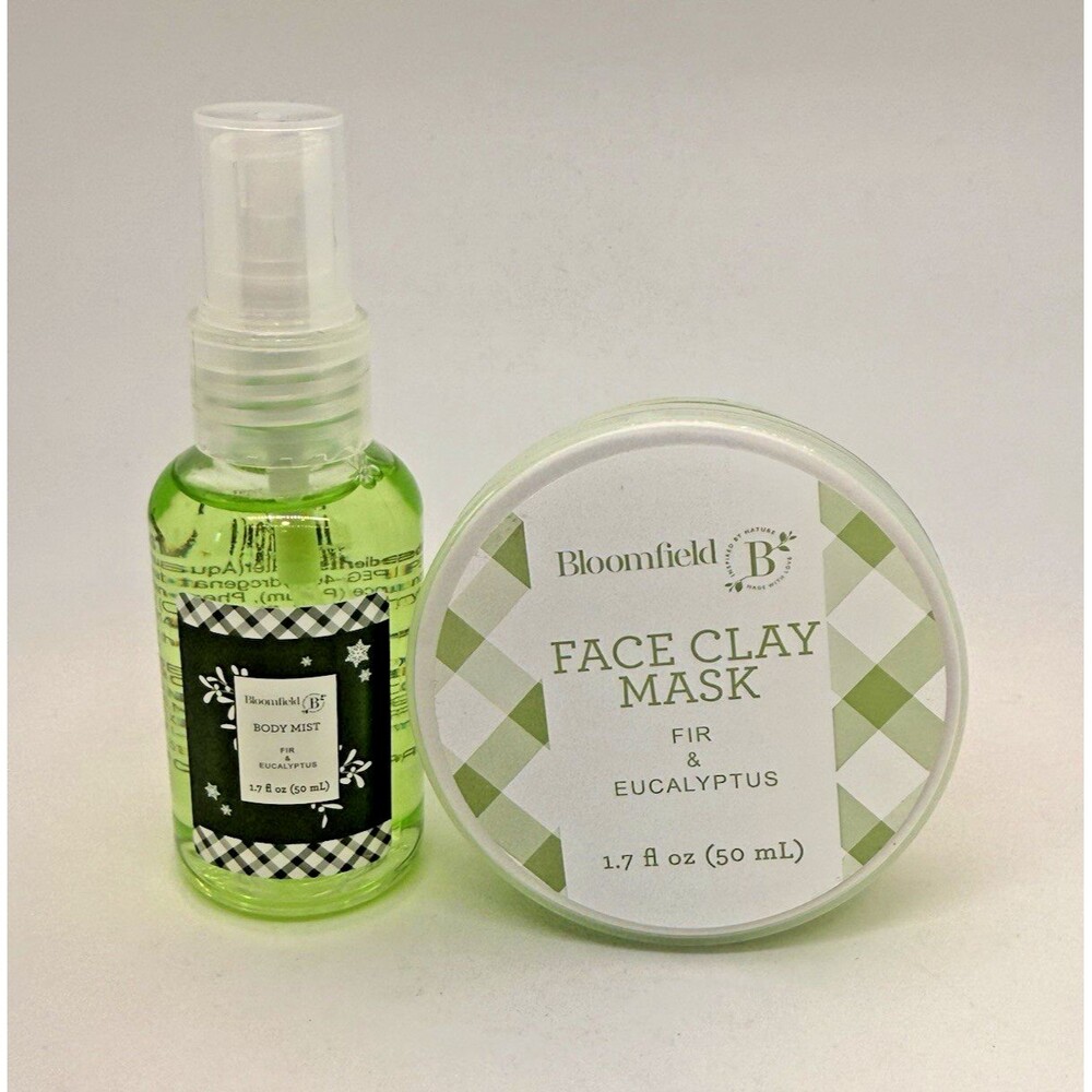 Bloomfield Fir & Eucalyptus Face Clay Mask & Body Mist Set 1.7oz Each NEW
